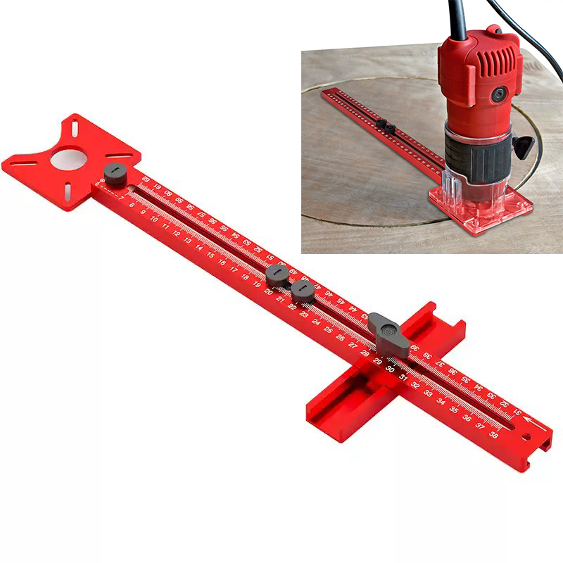Dowel Jig Kit - 3-in-1 Fräshalterung für Nutfräsen, Radiusfräser-Kreisschneidevorrichtung, Aluminium-Schrankhardware-Vorrichtung
