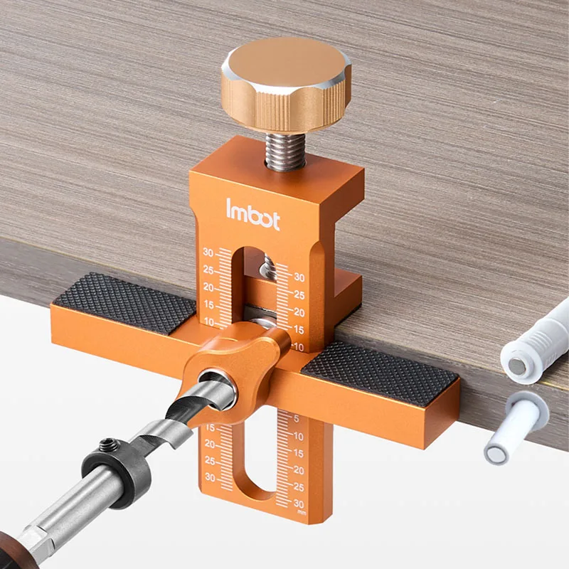 Dowel Jig Kit - Holzbearbeitungs-Schranktür-Montagevorrichtung, Türplatten-Installations- und Bohrwerkzeug mit Rückstellfunktion,