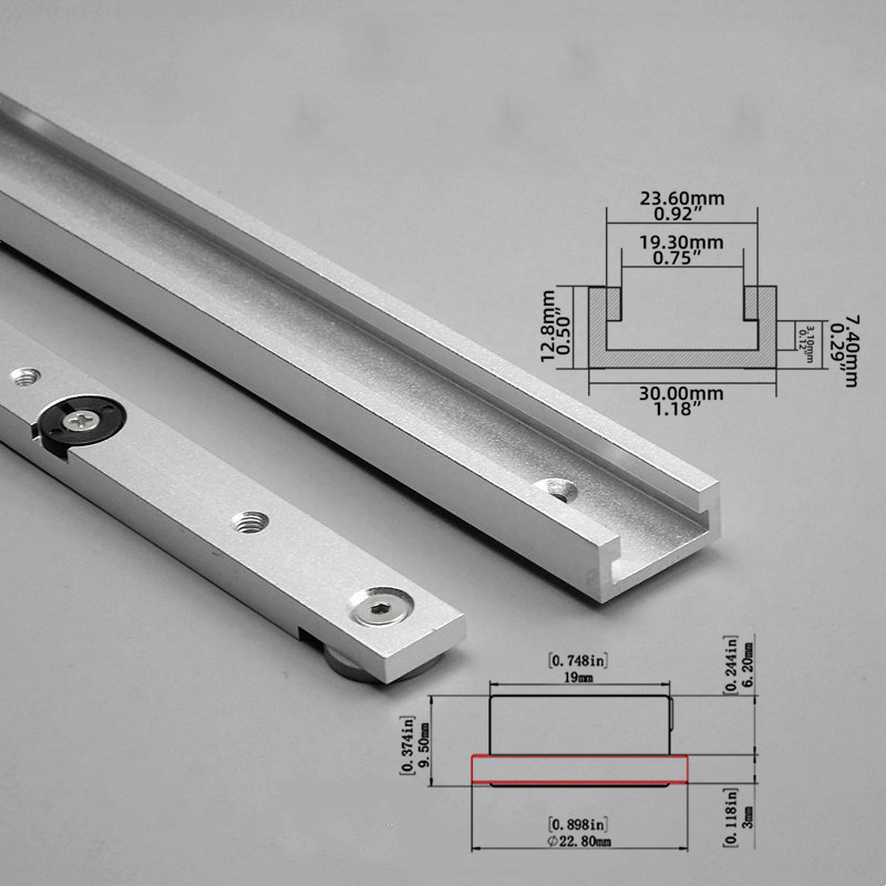 Dowel Jig Kit - 2-teiliges T-Nuten- und Gehrungsschienen-Set, T-Nuten-Gehrungsstangen-Schiebesatz, Holzbearbeitungs-Tischsägen-Gehrungsanlehnstange,